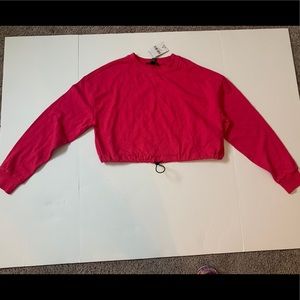 Super Cute Long Sleeve Cropped Pink Sweatshirt S